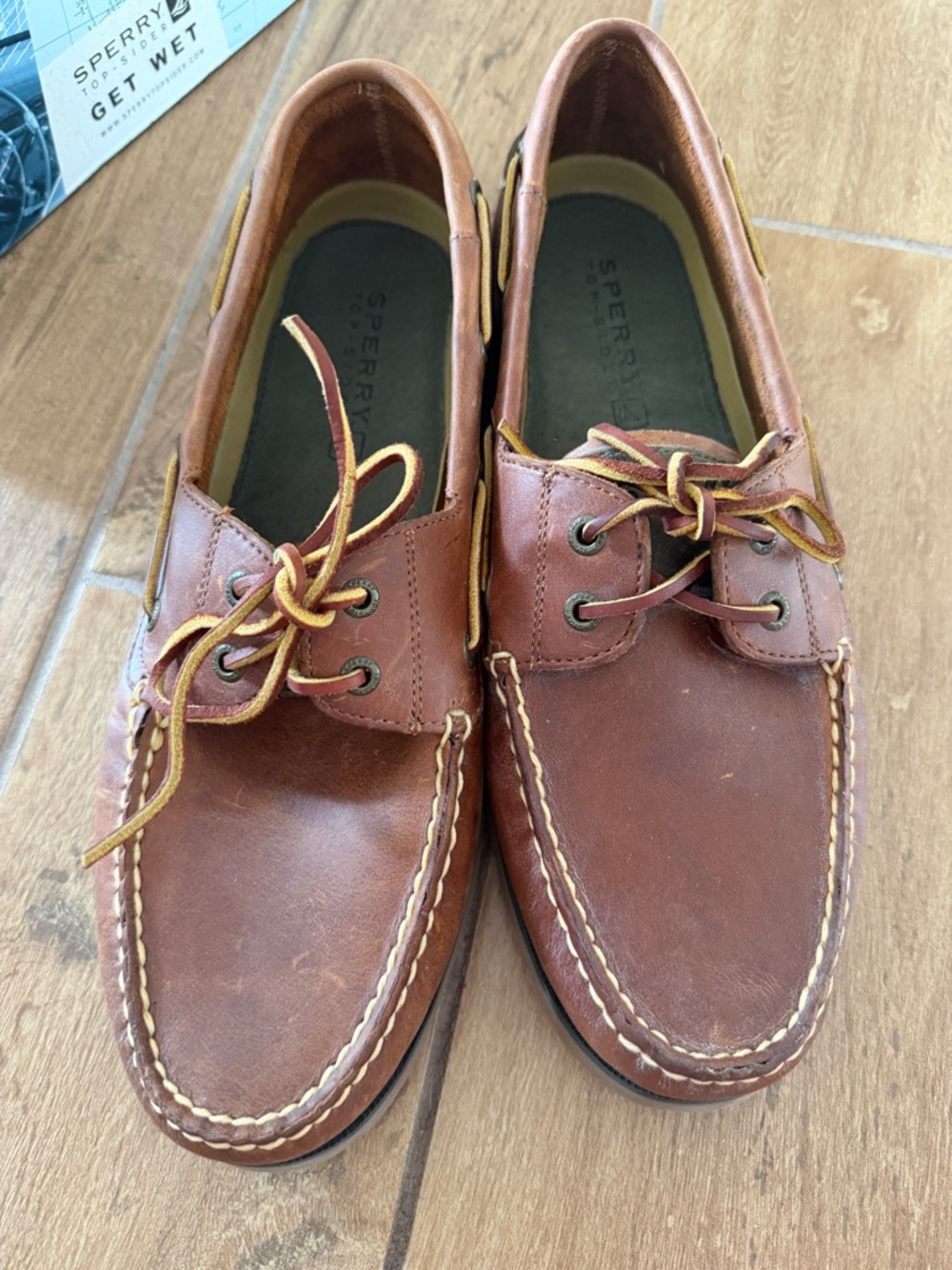 Sperry Men's Brown Leather 2-Eye Boat Shoes - Picture 4 of 5
